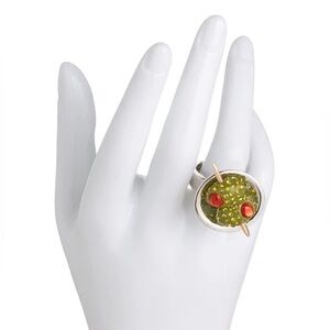 Betsey Johnson Silver Martini Cocktail Ring
